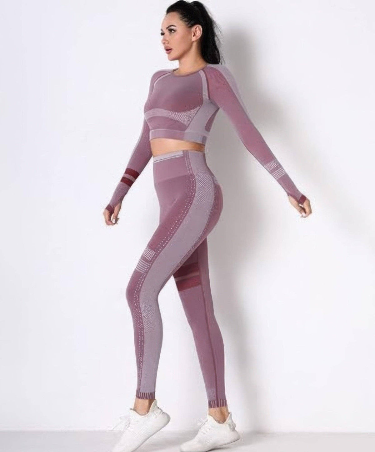 Seamless Long Sleeve Solid Yoga Set