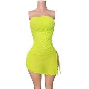 Neon yellow sheer dress